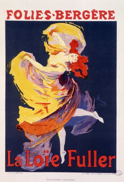 Loie Fuller in Folies Bergere - door Jules Cheret, ca. 1890 door Jules Cheret