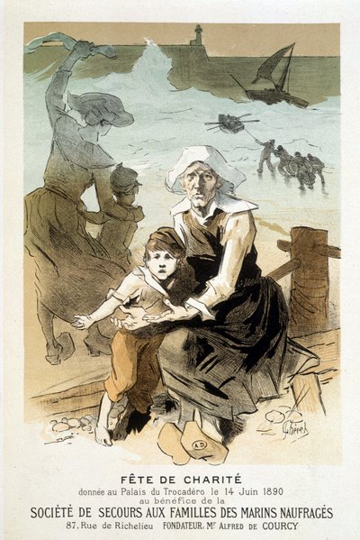 Poster voor een liefdadigheidsviering in het Palais du Trocadéro op 14 juni 1890 ten behoeve van de Vereniging voor Hulp aan de Families van Schipbreukelingen - in 
