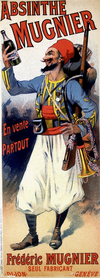 Poster voor absint Mugnier - door Jules Cheret door Jules Cheret