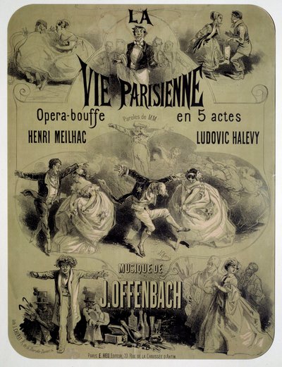 Poster voor opera voedsel "La vie parisienne" door Jacques Offenbach (1819-1880) door Jules Cheret