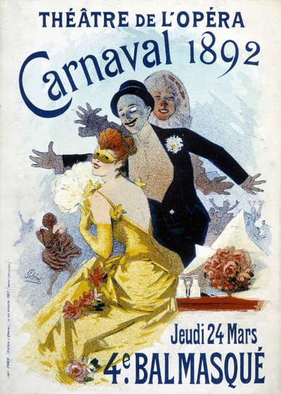 Poster van Cherret voor het carnaval van 1892 in het operatheater. door Jules Cheret