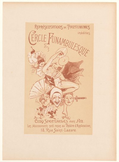 Reclamekaart voor het Cercle Funambulesque door Jules Cheret