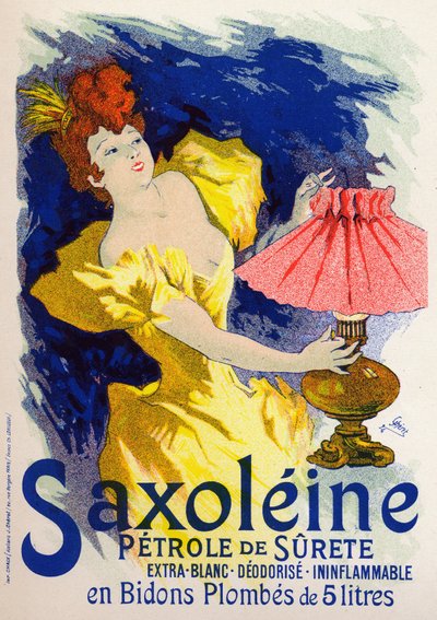 Wetenschap. Energie. Saxoleine, olie voor lamp. Poster door Jules Cheret, Frankrijk door Jules Cheret