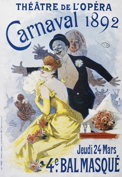 Theater van de Opera: carnaval van 1892, 4e gemaskerd bal - poster door Jules Cheret door Jules Cheret