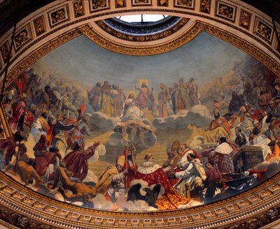 Geschiedenis en verheerlijking van het christendom, schildering van de koepel van de kerk van de Madeleine door Jules Claude Ziegler