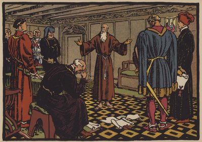 De kluizenaar Niklaus von Flue en het Verdrag van Stans, 1481 door Jules Courvoisier