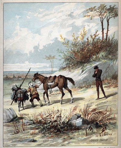 Don Quichot en Sancho Panza - Illustratie van Jules David (1808-1892) uit 