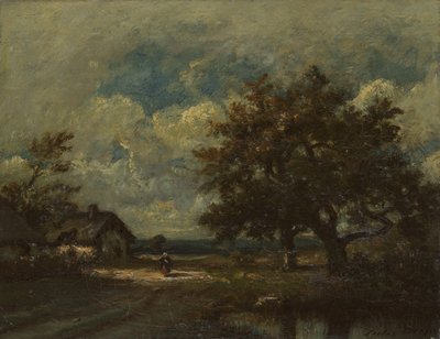 Het Huisje bij de Weg, Stormachtige Lucht door Jules Dupré