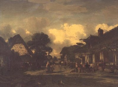 De weg voor de herberg door Jules Dupré