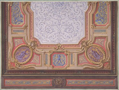 Ontwerp voor plafond van Grand Salon, Hôtel Hope, 1867 door Jules Edmond Charles Lachaise and Eugène Pierre Gourdet