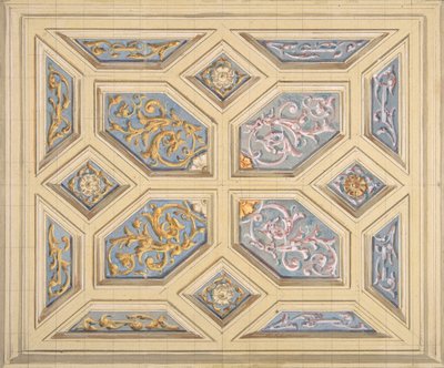 Ontwerp voor een cassetteplafond versierd met rinceaux door Jules Edmond Charles Lachaise and Eugène Pierre Gourdet