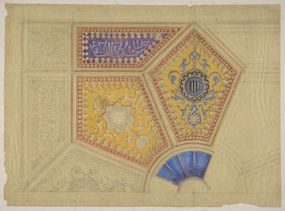 Ontwerp voor de geschilderde decoratie van een cassetteplafond, tweede helft 19e eeuw door Jules Edmond Charles Lachaise and Eugène Pierre Gourdet