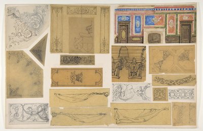 Negentien ontwerpen voor de geschilderde decoratie van interieurs, 1830-97 door Jules Edmond Charles Lachaise and Eugène Pierre Gourdet
