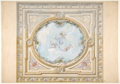 Ontwerp voor een plafond in rococostijl met een trompe l