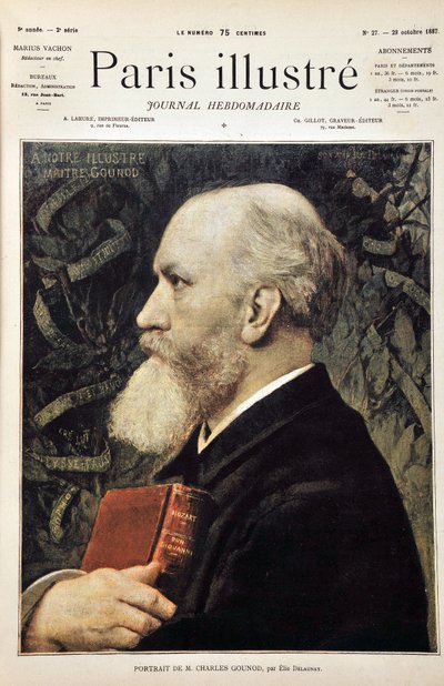 Portret van Charles Gounod (met de partituur van Don Giovanni (Don Juan) van Mozart) gebaseerd op het portret van Elie Delaunay. door Jules Elie Delaunay