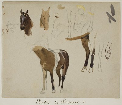 Studies van paarden door Jules Elie Delaunay