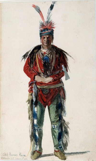 Voetafdruk van een Indiaanse hoofdman van de Pawnee Ponca-stam door Jules Emile Saintin