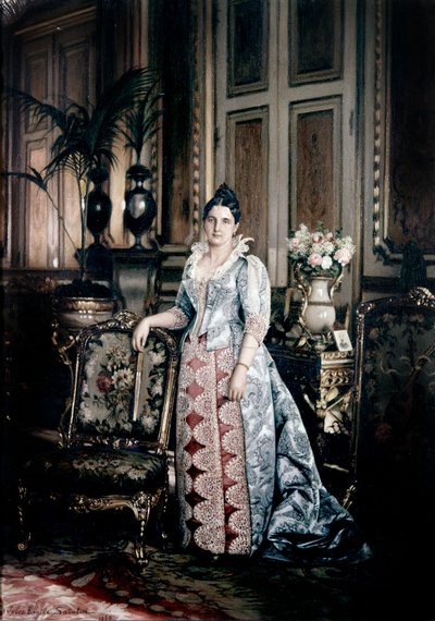 Portret van mevrouw Carnot in een Worth-jurk door Jules Emile Saintin