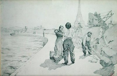 Uitzicht op de Oevers van de Seine, Parijs door Jules Ernest Renoux