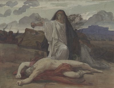 Antigone Geeft Symbolische Begrafenis aan het Lichaam van haar Broer Polynices door Jules Eugene Lenepveu