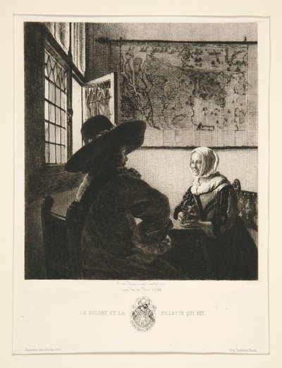 De soldaat en het lachende meisje door Jules Ferdinand Jacquemart