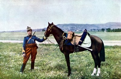 Een Franse brigadier en zijn paard tijdens de Slag bij de Marne ten oosten van Parijs, september 1914 door Jules Gervais Courtellemont