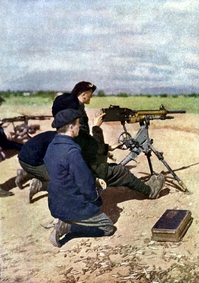 Een Franse positie met machinegeweren tijdens de Slag bij de Marne ten oosten van Parijs, september 1914 door Jules Gervais Courtellemont