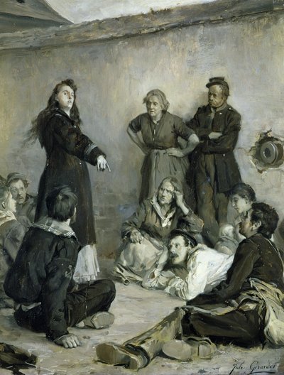 Louise Michel (1830-1905) Spreekt tot de Communards door Jules Girardet