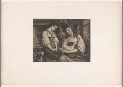 Moeder met gewond kind schoot door Jules Hébert