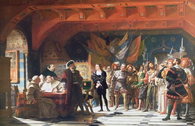 Francis de Bonnivard (1496-1570) de Gevangene van Chillon, voor de Hertog van Savoye gebracht in 1530 door Jules Hippolyte Ravel
