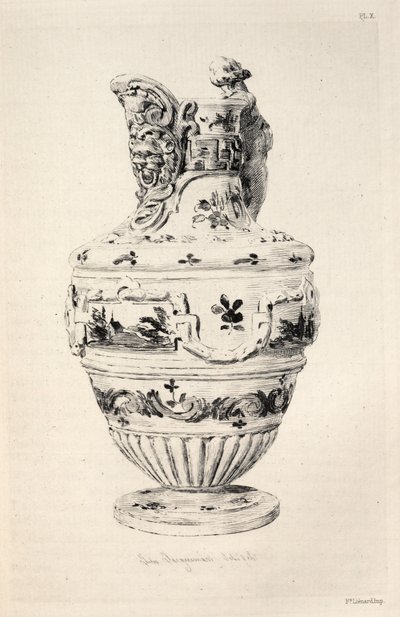 Geschiedenis van de Keramische Kunst: Een Beschrijvende en Filosofische Studie van de Pottenbakkerij van Alle Tijden en Alle Naties: Spanje: Talavera de la Reyna- Faience- Kruik (Blad X) door Jules Jacquemart