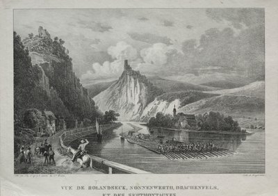 Uitzicht op Rolandseck, Nonnenwerth, Drachenfels en Siebenbirge door Jules Jean Baptiste de Joly