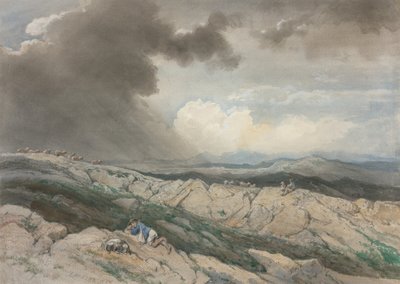 Landschap met herders, ca 1869 (aquarel met gouache, zwart krijt en grafiet) door Jules Joseph Augustin Laurens