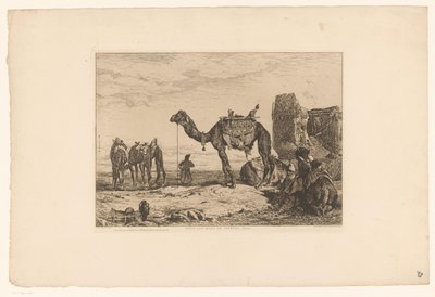 Landschap met kamelen bij ruïne door Jules Joseph Augustin Laurens
