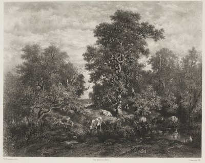 De Vijver, naar Théodore Rousseau (1812-67) door Jules Joseph Augustin Laurens