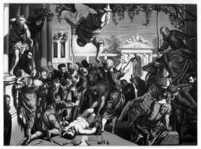 Het wonder van St. Mark die de slaaf bevrijdt, 1548 door Jules Lavee