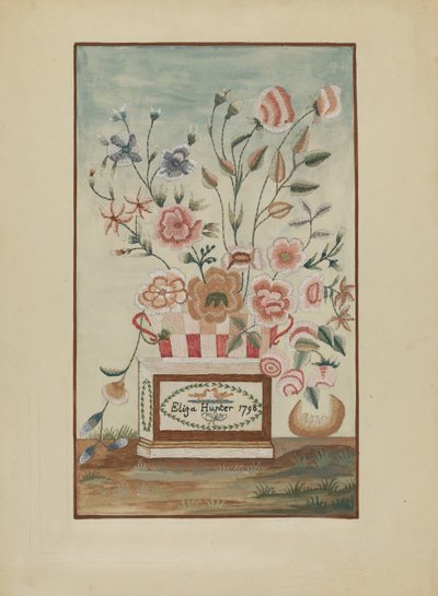 Geborduurd schilderij, ca. 1937 door Jules Lefevere