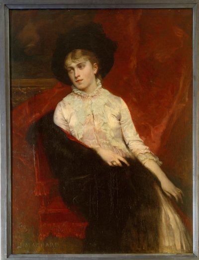 Portret van Jeanine Dumas Davy de la Pailleterie (1867-1943) dochter van Alexandre Dumas zoon en vrouw van Ernest Hauterive Schilderij door Jules Louis Machard (1839-1900) 19e eeuw Villers Cotterets. Alexandre Dumas Museum door Jules Louis Machard