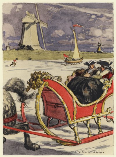 Illustratie voor memoires van Casanova (kleurenlitho) door Jules Marie Auguste Leroux