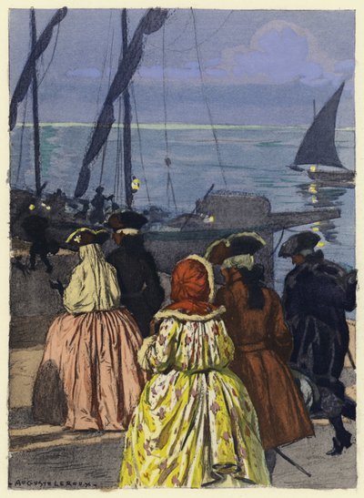 Illustratie voor memoires van Casanova (kleurenlitho) door Jules Marie Auguste Leroux