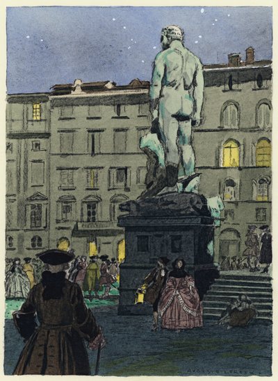 Illustratie voor memoires van Casanova (kleurenlitho) door Jules Marie Auguste Leroux