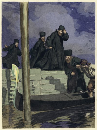 Illustratie voor memoires van Casanova (kleurenlitho) door Jules Marie Auguste Leroux
