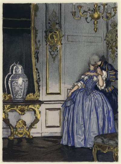 Illustratie voor memoires van Casanova (kleurenlitho) door Jules Marie Auguste Leroux