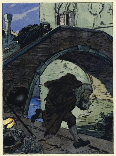 Illustratie voor memoires van Casanova (kleurenlitho) door Jules Marie Auguste Leroux