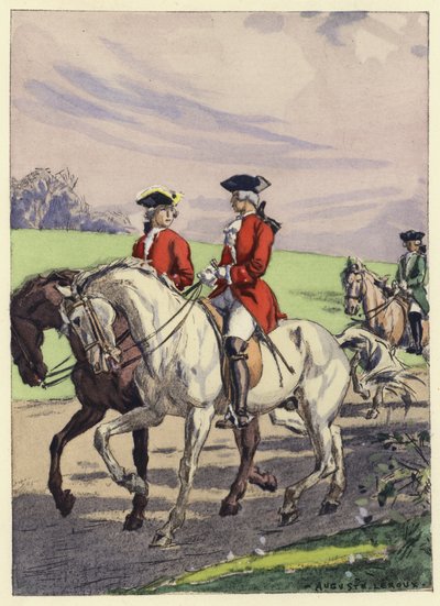 Illustratie voor memoires van Casanova (kleurenlitho) door Jules Marie Auguste Leroux
