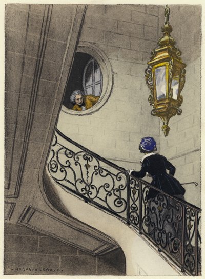Illustratie voor memoires van Casanova (kleurenlitho) door Jules Marie Auguste Leroux