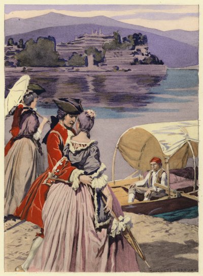 Illustratie voor memoires van Casanova (kleurenlitho) door Jules Marie Auguste Leroux
