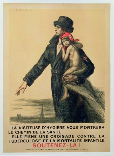Publieksposter voor voorlichting over tuberculose door Jules Marie Auguste Leroux