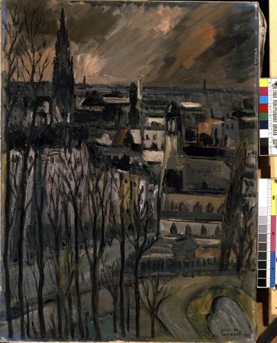 Straat Montagne de la Cour (in Brussel?) door Jules Marie Canneel