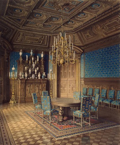 Het Stroganov Paleis in Sint-Petersburg. Eetkamer, 1860s door Jules Mayblum